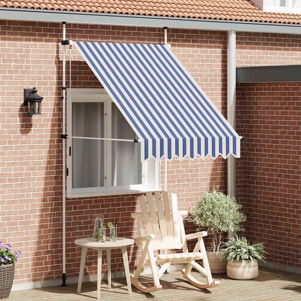 vidaXL Einziehbare Markise Handbetrieben 150 cm Blau/Weiß Gestreift 43219