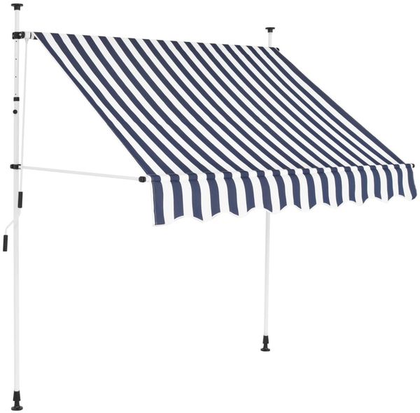 vidaXL Einziehbare Markise Handbetrieben 150 cm Blau/Weiß Gestreift 43219 Bild 2