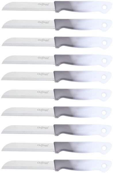 10 Stück Küchenmesser 18 cm mit ergonomischem Griff - vielseitig & pflegeleicht, Grau