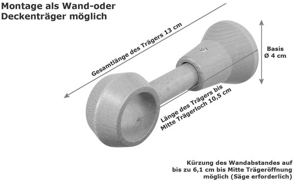 iso-design Gardinenstange 28 mm Holz Natur lackiert Endstück Kugel, Ø 28 mm, 1-läufig, Fixmaß, Holz