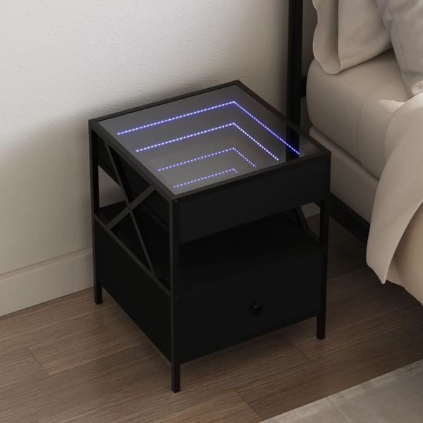 vidaXL Nachttisch mit Infinity-LED Schwarz 40x40x51 cm 3284101