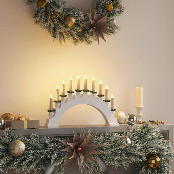 vidaXL Weihnachtskerzenbogen mit 10 LED Kerzen Weiß 47 x 5 x 29 cm 42019709