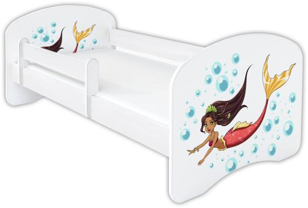 Clamaro 'Schlummerland 2021' Kinderbett 80x180 cm, Meerjungfrau, inkl. Lattenrost, Matratze und Rausfallschutz (ohne Schublade)