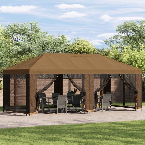 vidaXL Pavillon mit Seitenwänden 6 x 3 m Beige Polyester und Stahl 190 3376019
