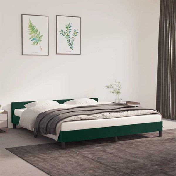 Bettgestell, Doppelbett ohne Matratze Dunkelgrün 160x200 cm Samt