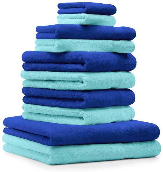 Betz Handtuch Set 10-TLG. Handtuch-Set Premium Farbe Royalblau & Türkis, 100% Baumwolle (10-St)