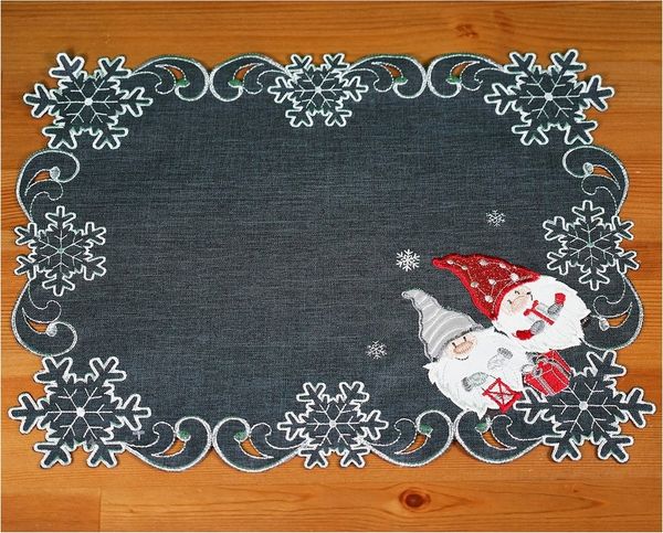 texpot Tischdecke Tischläufer Stickerei Wichtel Winter Weihnachten (1-tlg)