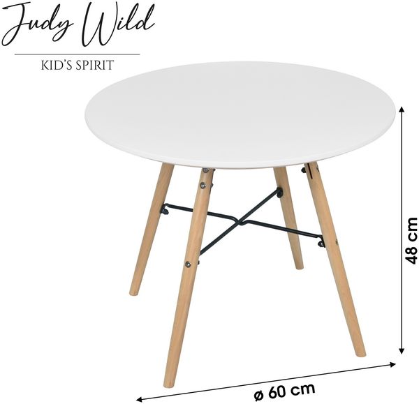 Judy Wild Kindertisch Kindermöbel Kinderzimmer Spieltisch (Maße Tisch Ø 60 x H48 cm), robust und standfest