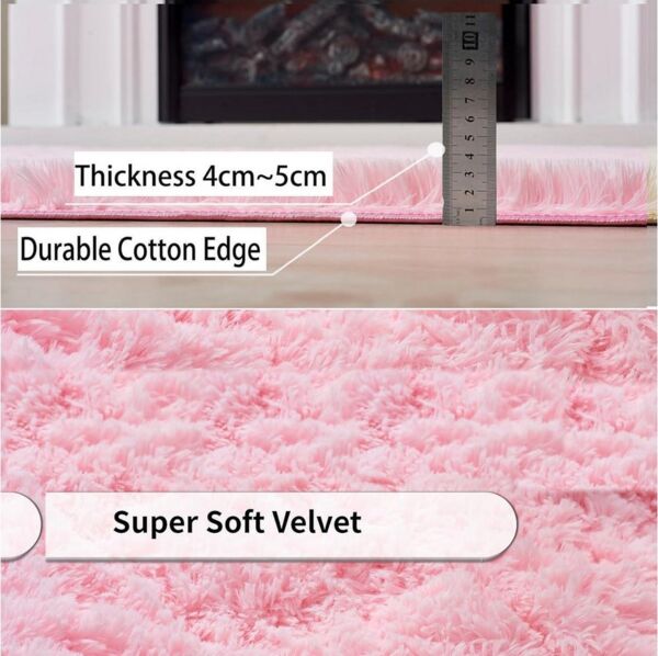 LuxusKollektion Hochflor-Teppich Teppich Hochflor Waschbar Wohnzimmer Schlafzimmer 120×160 cm Rosa