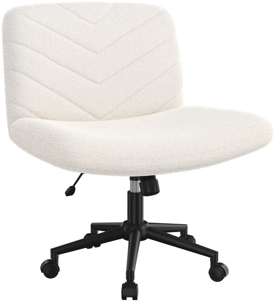Yaheetech Bürostuhl mit breitem Sitz, ergonomischer Schreibtischstuhl Drehstuhl mit Rückenlehn, höhenverstellbar, Elfenbein