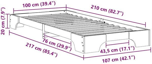 vidaXL Bettrahmen Braun 100 x 210 cm Massives Kiefernholz 872896 Bild 9