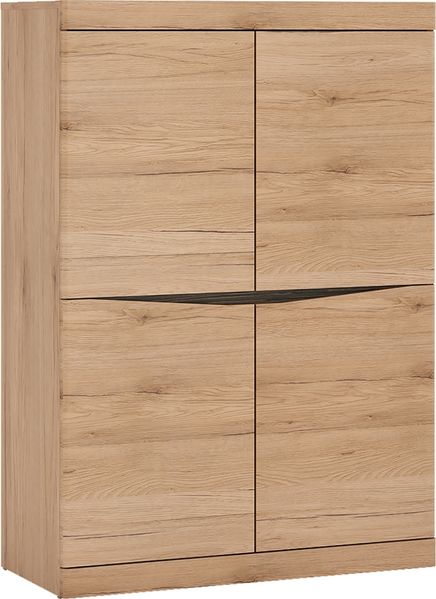 Highboard mit 4 Türen SANFORD-129 in Eiche hell Nb, B/H/T: ca. 86/123/40 cm