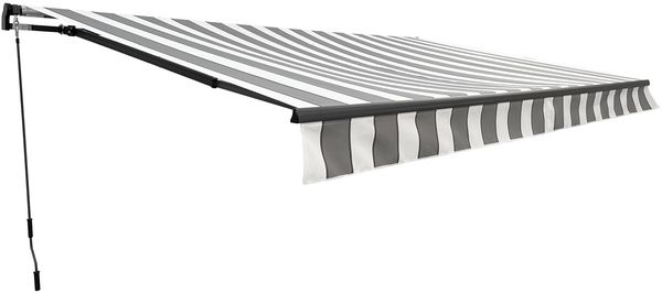 Gelenkarmmarkise INSBRUK 400x250cm Grau-Weiß Polyester | Balkonmarkise Gelenkmarkise für Terrasse/Balkon Sonnenschutz