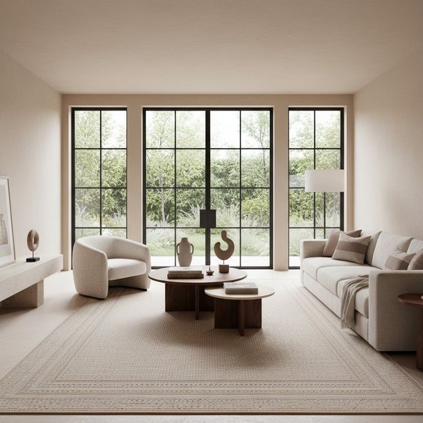 KADIMA DESIGN Teppich VENTOUX Wetterfest UV-Beständig Balkon Waschbar Strapazierfähig, Läufer, Höhe: 5 mm, Beige, 80x150 cm, Balkonteppich Robust Waschbar