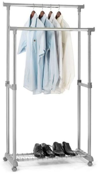 IDIMEX Garderobenständer GROSSO, Garderobenwagen mit 2 Kleiderstangen und Schuhablage metall