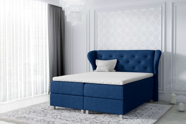 99rooms Bellagio Boxspringbett Velours 200x200 cm Dunkelblau