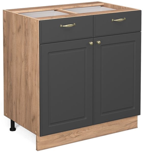 Küchenunterschrank Fame-Line Anthrazit-Gold 80 cm ohne Arbeitsplatte Vicco