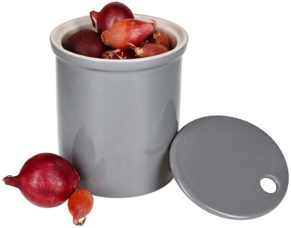 MamboCat Vorratsglas Oskar Vorratsdose M Grau Zwiebeltopf mit Deckel Aufbewahrungsbox Ton, Ton