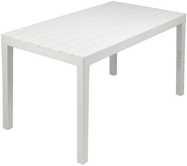 Dmora Außentisch Asar, rechteckiges Esszimmerregal, Mehrzweck-Gartentisch für drinnen und draußen, 100 % Made in Italy, 138 x 78 x 72 cm, Weiß