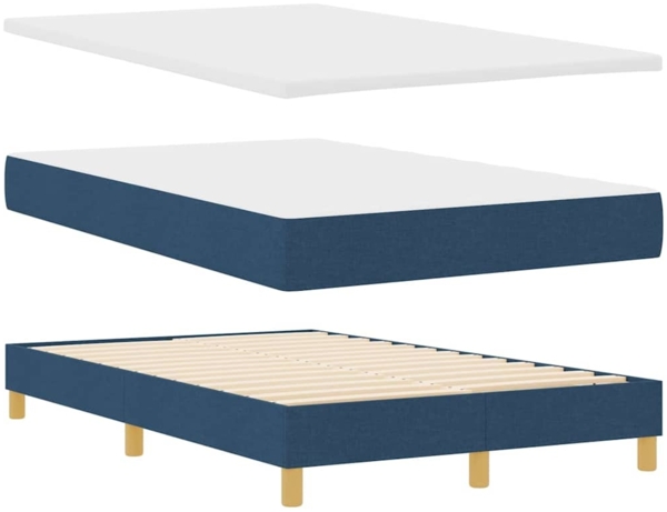 vidaXL Boxspringbett mit Matratze mit Kopfteil Blau 120 x 190 cm Stoff 3338831 Bild 4
