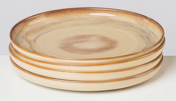 Gipfelstück Speiseteller Teller Set, Nebelwald, (4 St), Scandi-Style, glänzende Reaktivglasur, jedes Stück ein Unikat