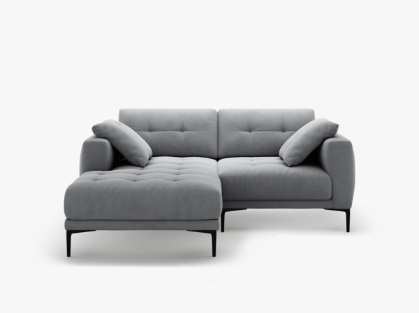 Micadoni Ecksofa Bemy 2-Sitzer Links Samt Grau