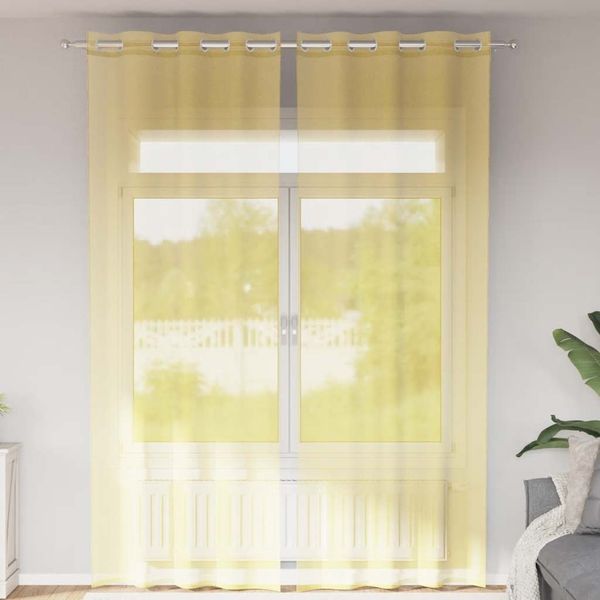 vidaXL Voile Vorhänge mit Ösen 2 Stk. Gelb 4102136
