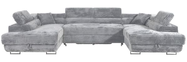 Labett Wohnlandschaft mit Schlaffunktion & Bettkasten GUSTAVO U-Form Sofa aus Cord