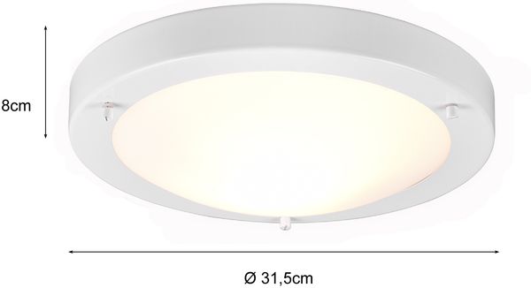 Bad Deckenleuchte CONDUS in Weiß mit Glas Opal Weiß Ø 31,5cm - Badlampen Bild 4