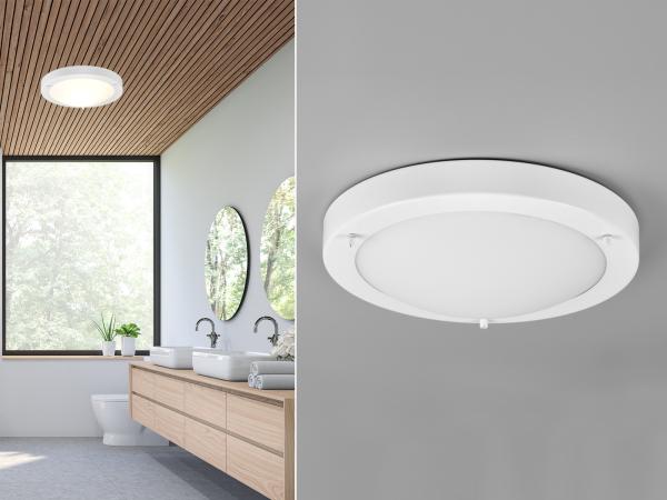 Bad Deckenleuchte CONDUS in Weiß mit Glas Opal Weiß Ø 31,5cm - Badlampen