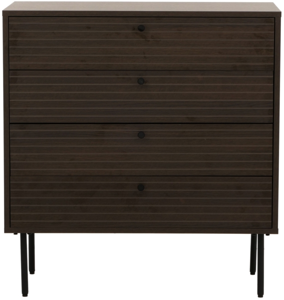 Kommode HWC-N78, Sideboard Schrank, 4 Schubladen, skandinavischer Stil Metall Holz Melamin MVG 85x80x40cm ~ dunkelbraun Bild 6