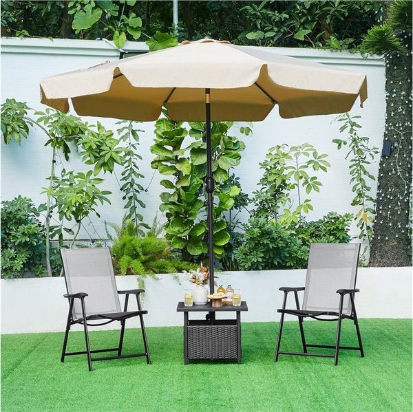 Yaheetech Klappstuhl 2-er Set Klappbarer Gartenstuhl aus Texteline-Gewebe, Stabile Gartenstühle mit Rückenlehne & Armlehnen bis 150 kg Belastbar