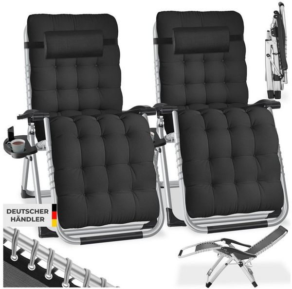 tectake Gartenstuhl 2er Set Sonnenliege (Komplettset, 2 St), klappbar