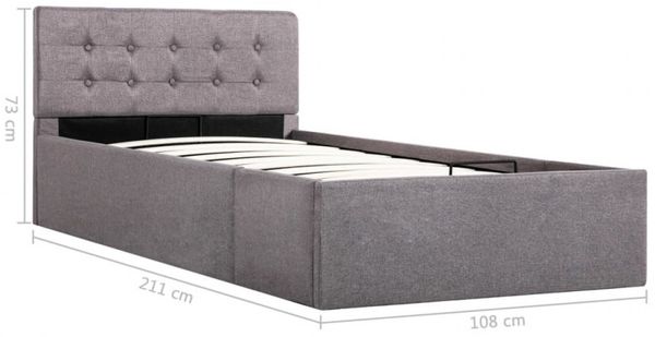vidaXL Stauraumbett Hydraulisch Taupe Stoff 100×200 cm 285595 Bild 19