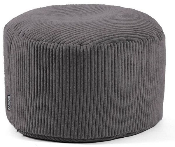 mokebo® Pouf, Hocker o. Sitzhocker aus Cord 30x50 cm 'Der Faule Lenz', Bodenkissen rund anthrazit, Fußhocker, Indoor Sitzkissen Stoff, Puff, Sitzpouf drinnen, kuschelig & weich, mit EPS-Perlen Füllung Bild 4
