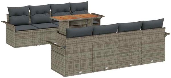 vidaXL Gartensofa-set mit Kissen 7 pcs Grau Poly-Rattan 3349306 Bild 2