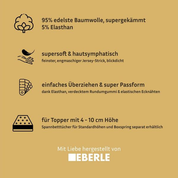 bellana Spannbettlaken Jersey-Elasthan deluxe in Gr. 90x200, 140x200 oder 180x200, für Topper, Jersey-Elasthan, Gummizug: rundum, (1 Stück), aus Baumwolle, für Matratzen bis 10 cm Höhe, Bettlaken, Spannbetttuch
