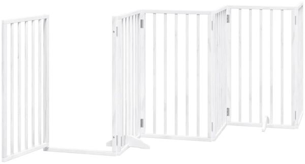 vidaXL 9-tlg. Hundetor mit Tür Faltbar Weiß 450 cm Pappelholz 3155538 Bild 4