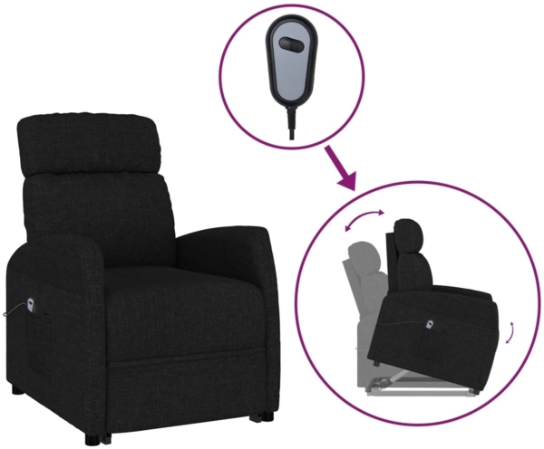 vidaXL Liegesessel mit Aufstehhilfe Schwarz Stoff [329607]