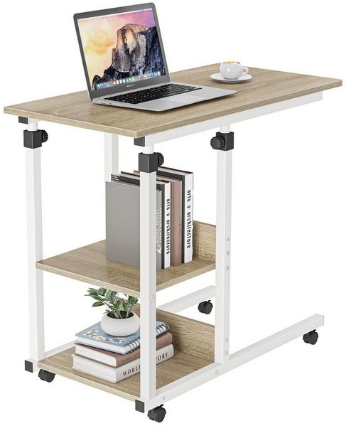 Dripex Beistelltisch Schreibtisch mit Rollen Computertisch Höhenverstellbar Laptoptisch