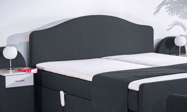 Meisterbetten Boxspringbett Epos 200x220 in W-Anthracite, Matratzenbezug Nano, Ergoflex-Topper Bild 4