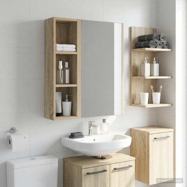 vidaXL Badezimmer-Wandschrank mit Regal Sonoma-Eiche 20 x 14 x 70 cm 889297