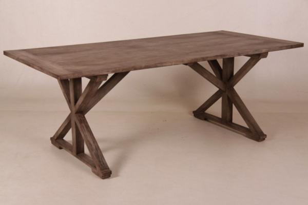 Casa Padrino Vintage Teak Esstisch Rustic Grey 170 x 95 cm - Landhaus Stil Tisch Teakholz