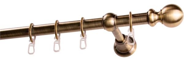 GARESA Gardinenstange ANDREA, Ø 20 mm, 1-läufig, Wunschmaßlänge, verschraubt, Metall, Vorhanggarnitur, verlängerbar, Endknopf Kugel lang, mit Ringen