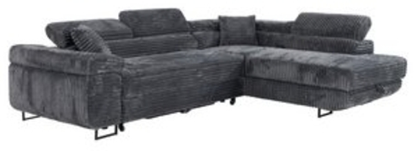 M-Punkt24 Ecksofa MIAMI TILIA, Cordstoff Grau Anthrazit, Ottomane rechts oder links, Kopfteilverstellung, Bettkasten Bild 6
