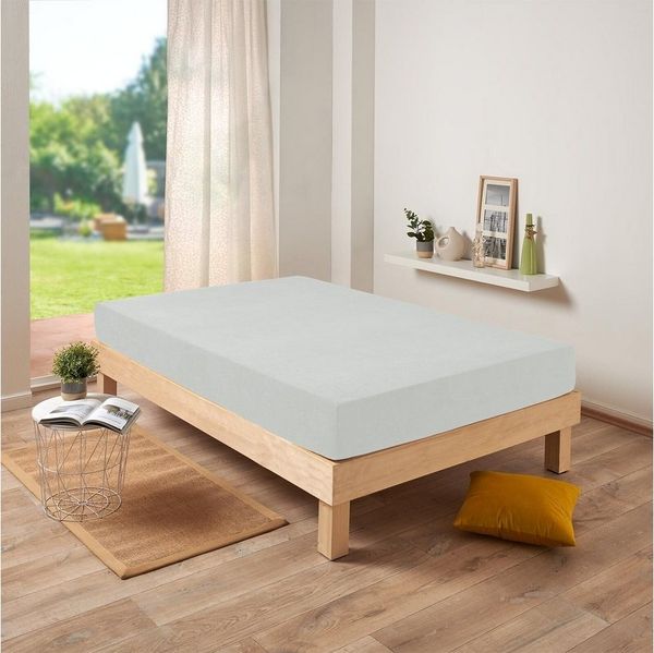 Traumschlaf Spannbettlaken, Frottee Stretch, silber, 90x200 - 100x200 cm