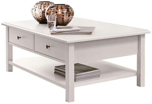 moebel-dich-auf Couchtisch KOPENHAGEN (in weiß, im Landhausstil), mit 2 Schubkästen Bild 4