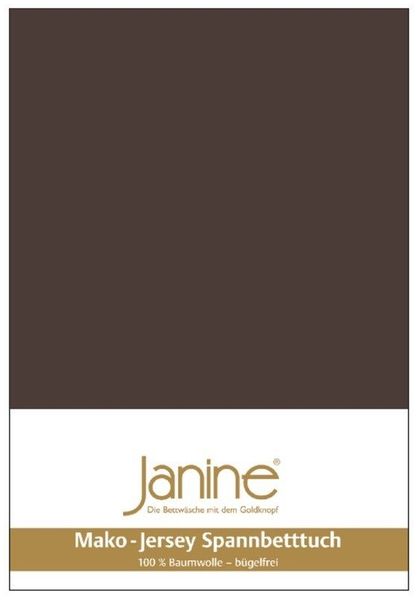 Janine Mako-Jersey Spannbetttuch Spannbettlaken 100% naturreine Baumwolle 180-200cm x 200cm 87 dunkelbraun