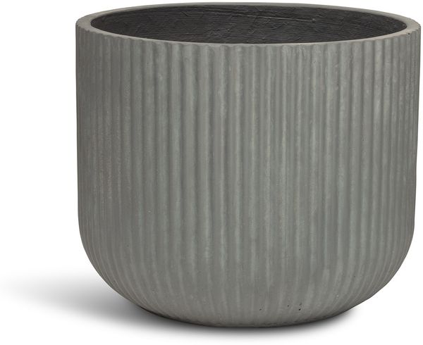 Linea Betontopf mit geriffelter Oberfläche Ø 37 cm, Höhe 30 cm grau