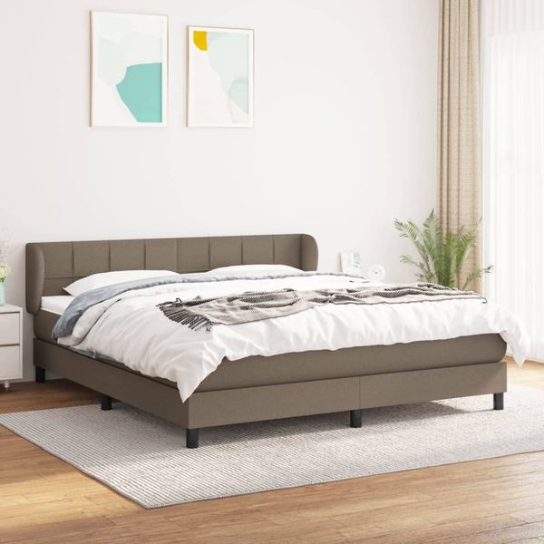 vidaXL Boxspringbett mit Matratze Taupe 180x200 cm Stoff 3126265